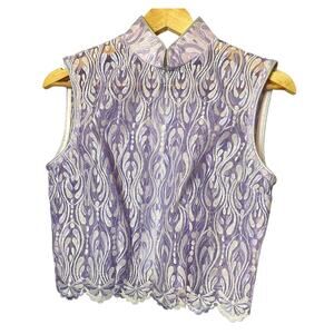 NOS Western Women's Lavender Sheer Cropped Blouse Formal Size Small Pastel